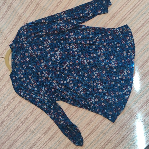 Liz Claiborne Blue/Aqua For Floral Blouse - Picture 7 of 10